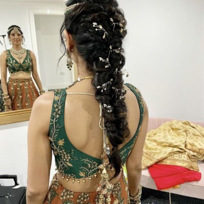 Beauty by Krimse's bridal hair and makeup services. Our expert touch enhances your natural beauty, helping you exude grace and elegance on your big day. Let us transform you into the most beautiful version of yourself for the nuptials. Traditional South Asian Bridal Hair and Makeup